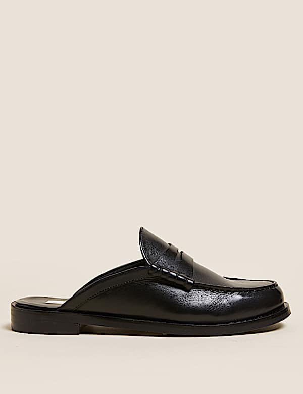 Leather Slip On Flat Mules