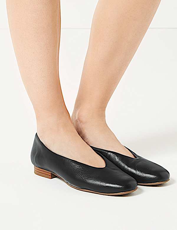 Leather Square Toe Pumps
