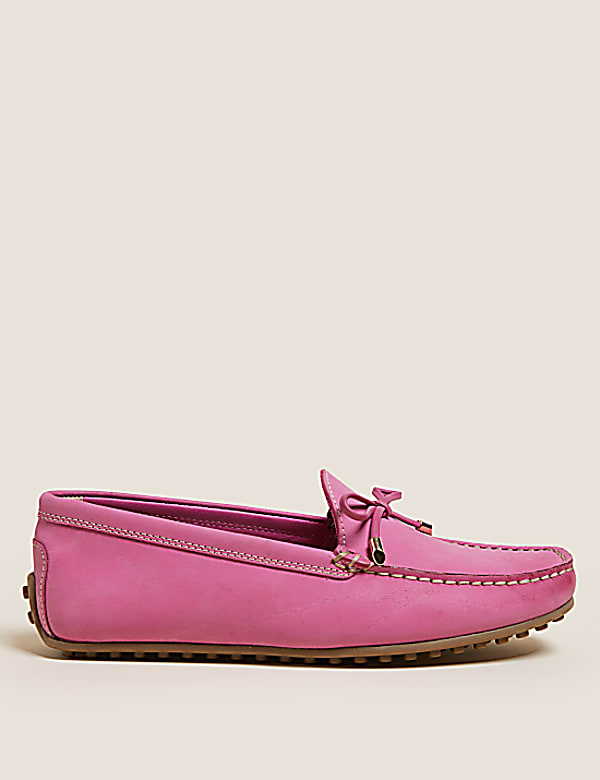 Buy Wide Fit Leather Bow Boat Shoes at Marks Spencer