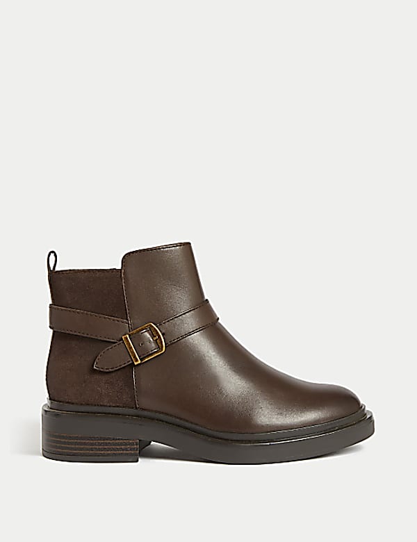 Buy Wide Fit Leather Buckle Ankle Boots at Marks Spencer