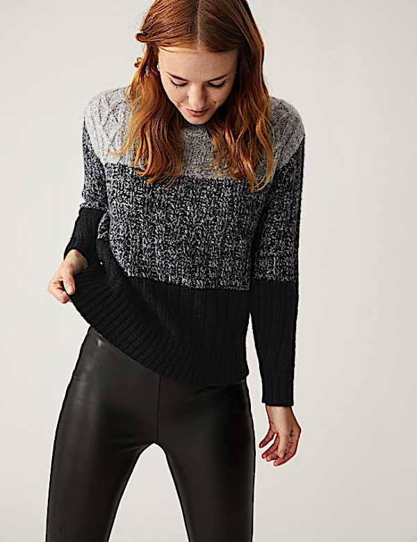 Recycled Blend Cable Knit Ombre Jumper