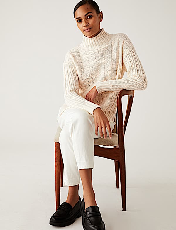 Recycled Blend Cable Knit Longline Jumper