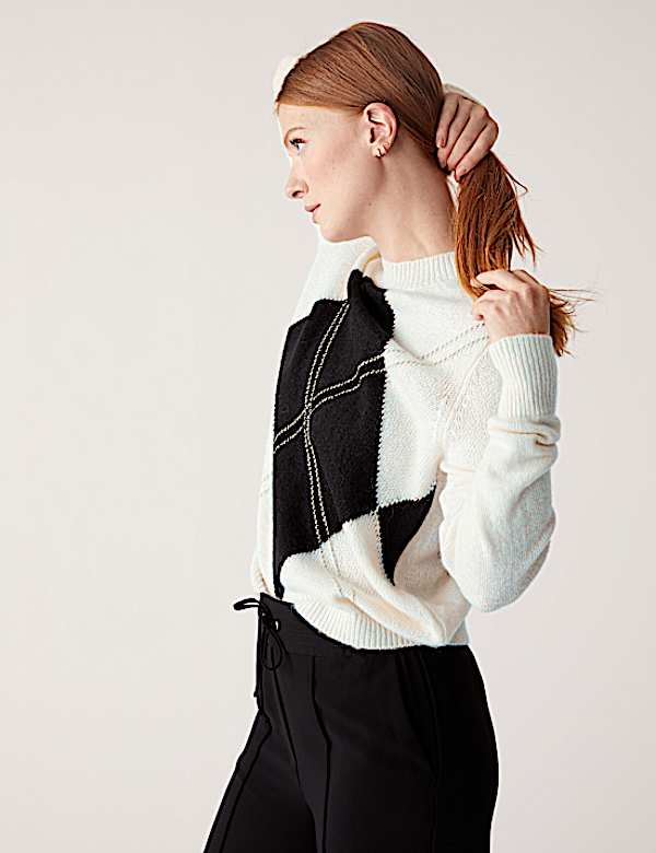Recycled Blend Argyle Relaxed Jumper