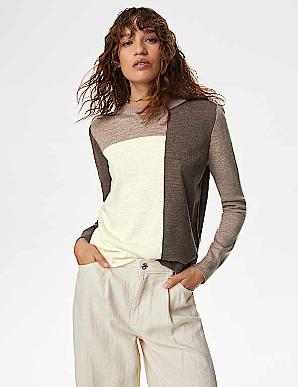 Supersoft Colour Block Crew Neck Jumper