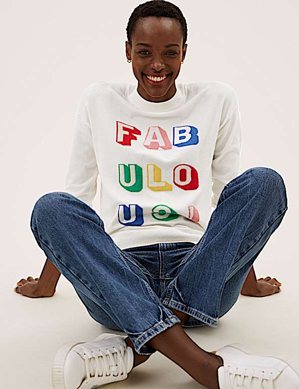 Soft Touch Fabulous Slogan Crew Neck Jumper