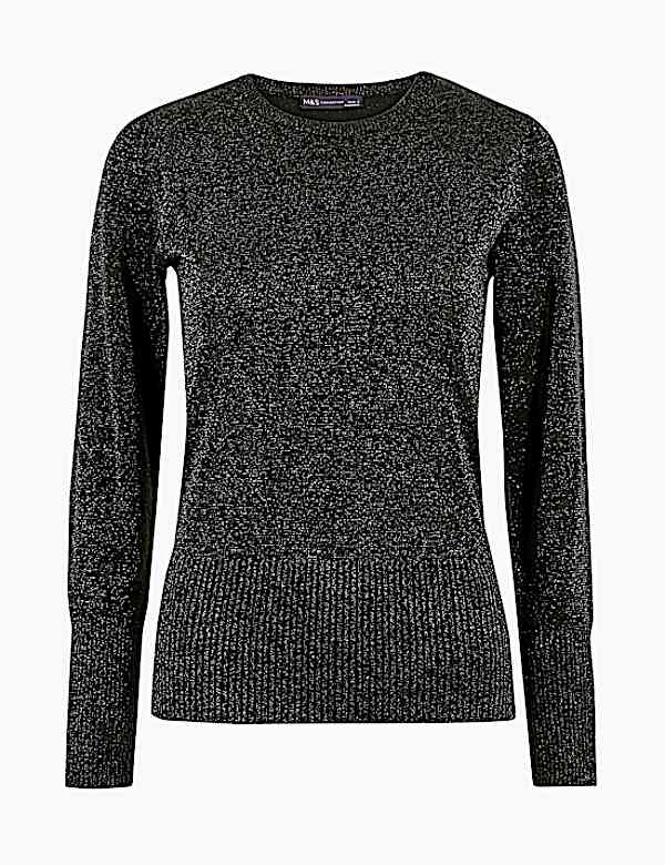 Lurex Gathered Shoulder Jumper