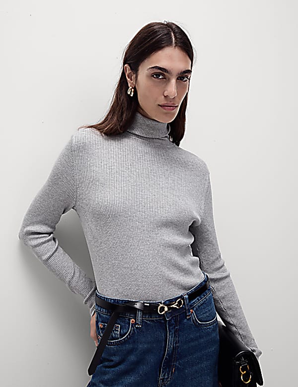 Ribbed Roll Neck Jumper