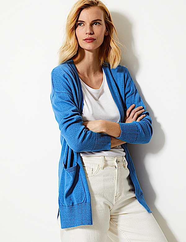 Pure Cotton Open Front Cardigan