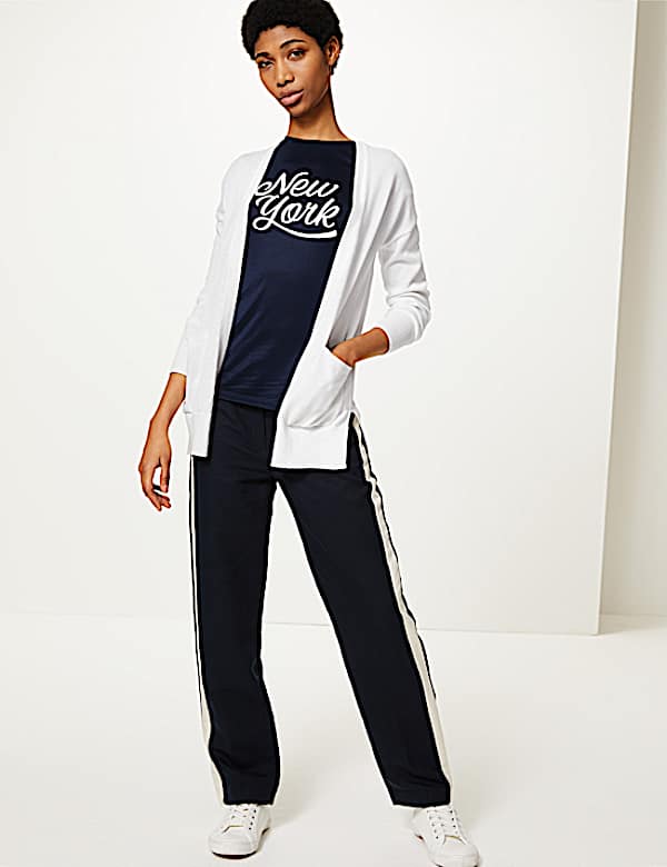 Pure Cotton Open Front Cardigan