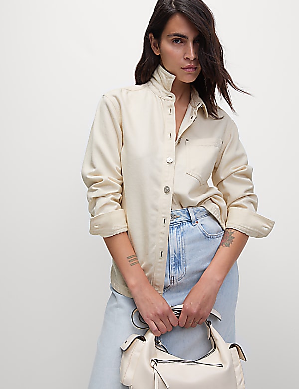 Cotton Rich Denim Collared Shirt