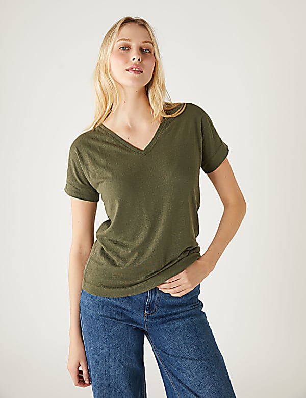 Linen Rich V-Neck T-Shirt