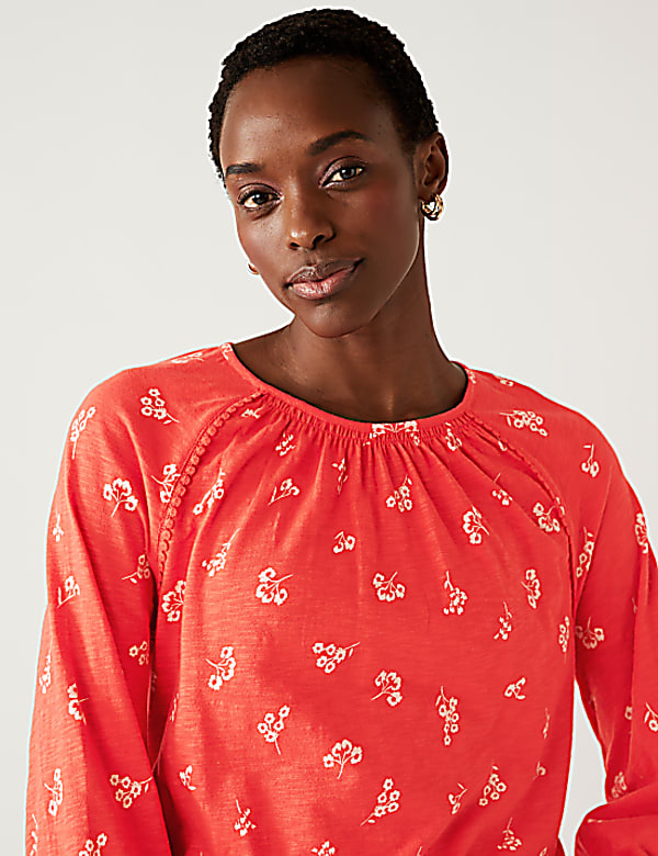 Pure Cotton Printed Round Neck Top