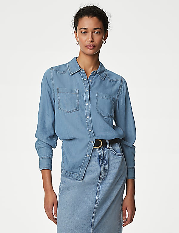 Lyocell Tea Dyed Collared Shirt
