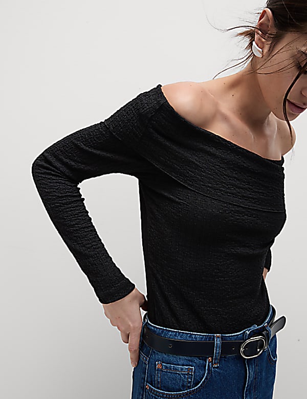 Textured Off The Shoulder Top
