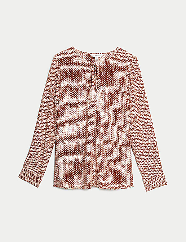 Printed Tie Neck Blouse