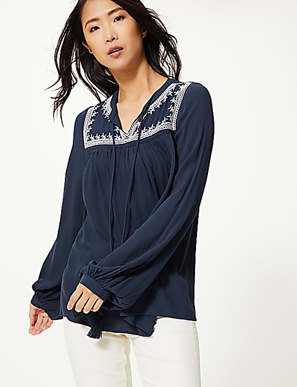 Embroidered Peasant Blouse