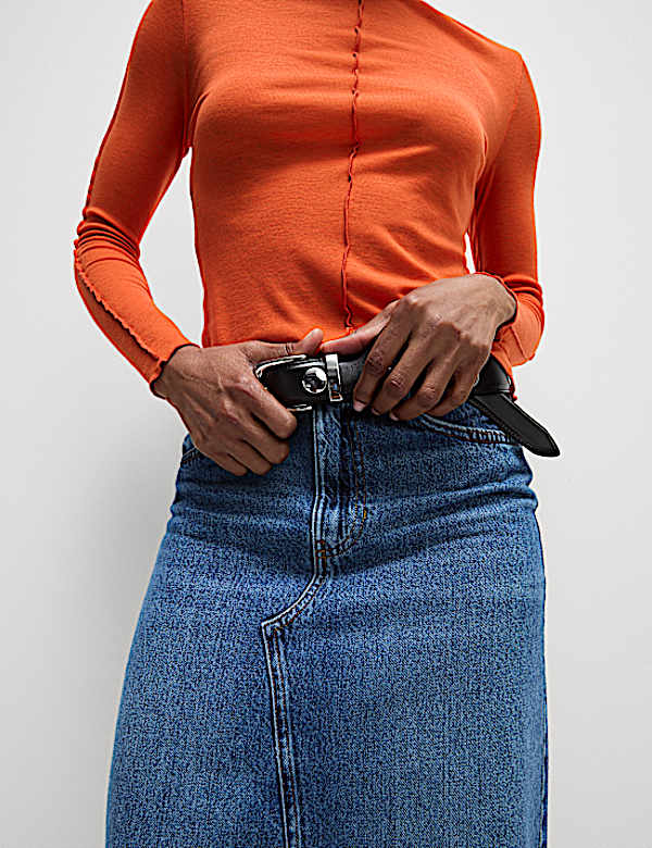 Lyocell Blend Ribbed Top with Wool
