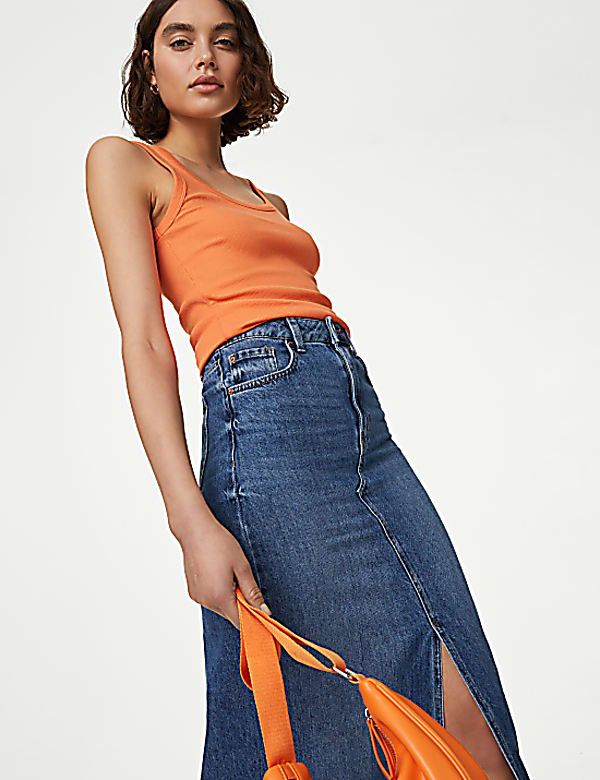 Cotton Rich Ribbed Slim Fit Vest Top