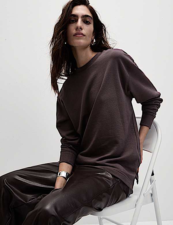 Cotton Rich Oversized Longline Sweatshirt