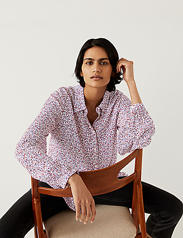 Modal Blend Printed Longline Shirt