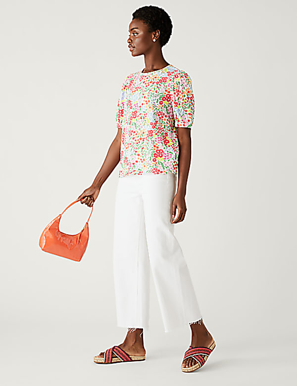 Printed Puff Sleeve Blouse