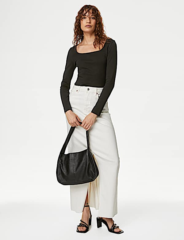 Pure Cotton Square Neck Slim Fit Top