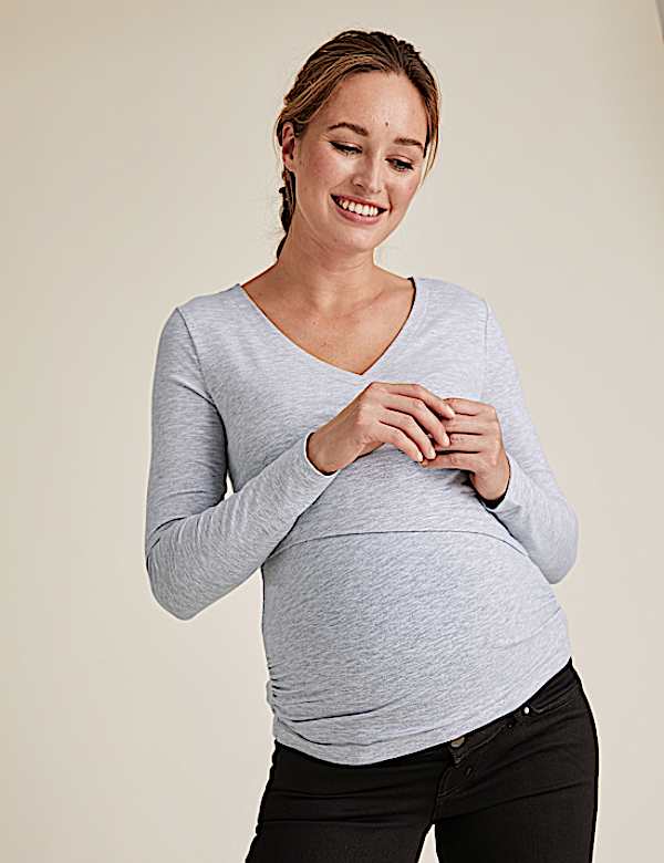 Maternity Cotton Fitted Nursing Top