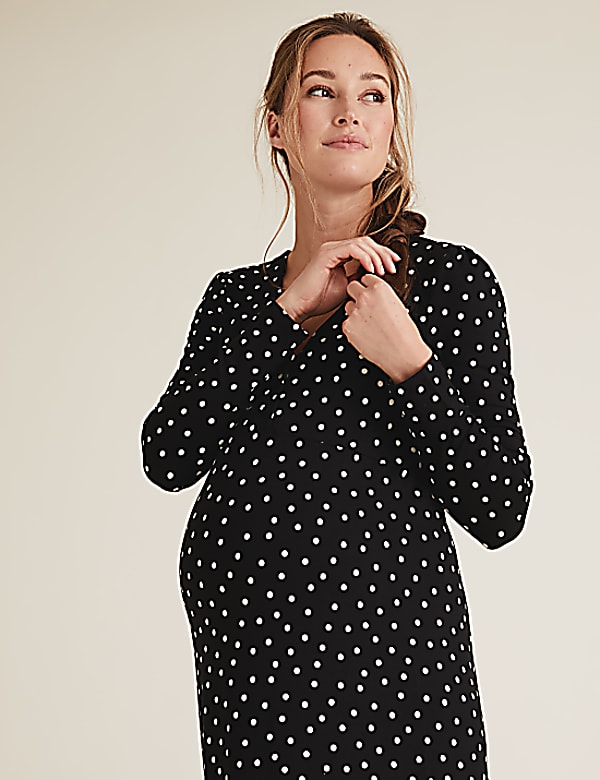 Maternity Jersey Polka Dot Skater Dress