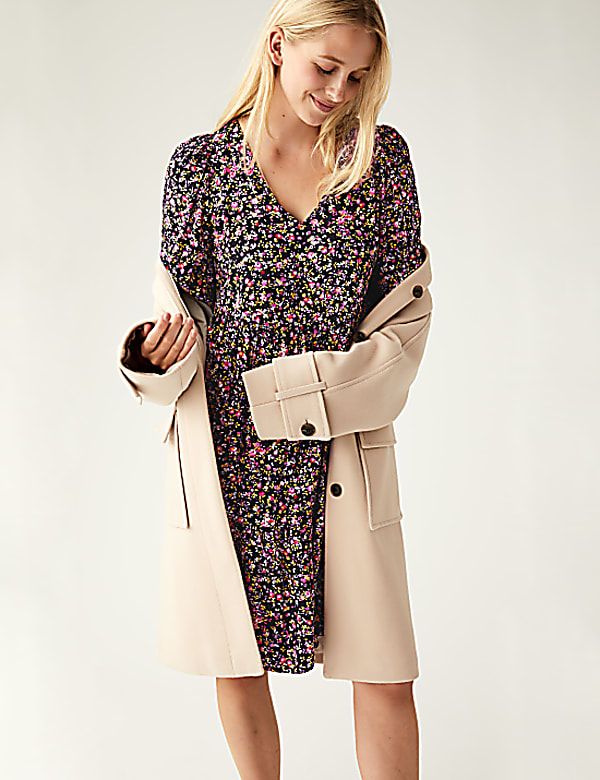 Woven Floral V-Neck Relaxed Mini Dress