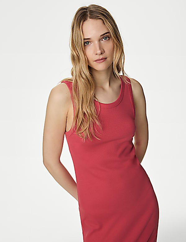 Cotton Rich Ribbed Midi Bodycon Dress