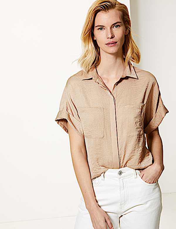 Oversized Satin Button Detailed Shirt