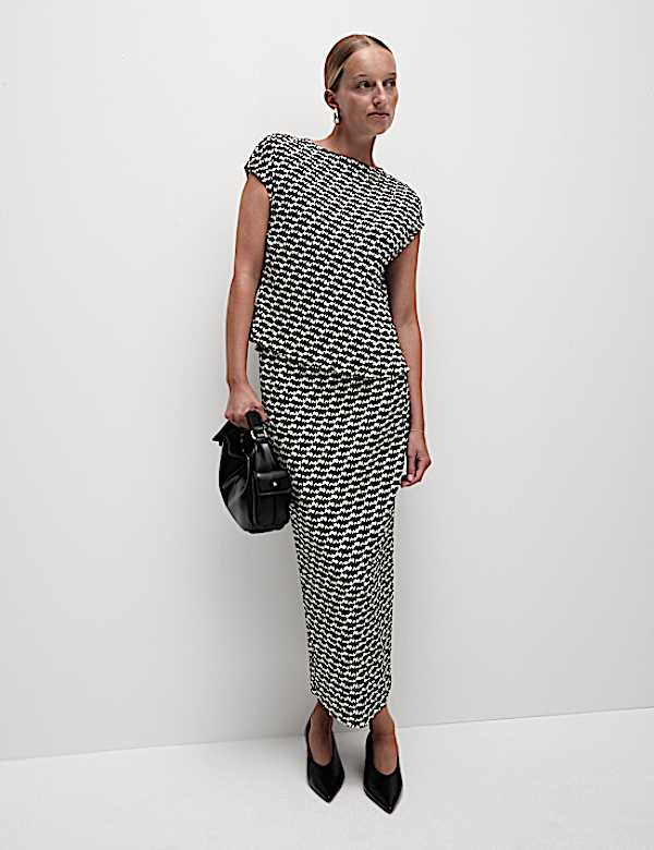 Printed Ribbed Top