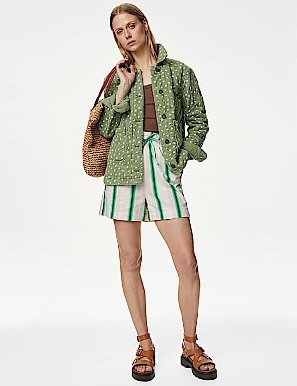 Pure Cotton Floral Quilted Shacket