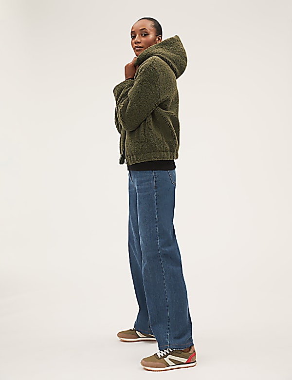 Teddy Textured Hooded Bomber Jacket