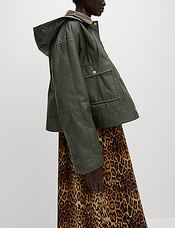 Waxed Hooded Short Jacket