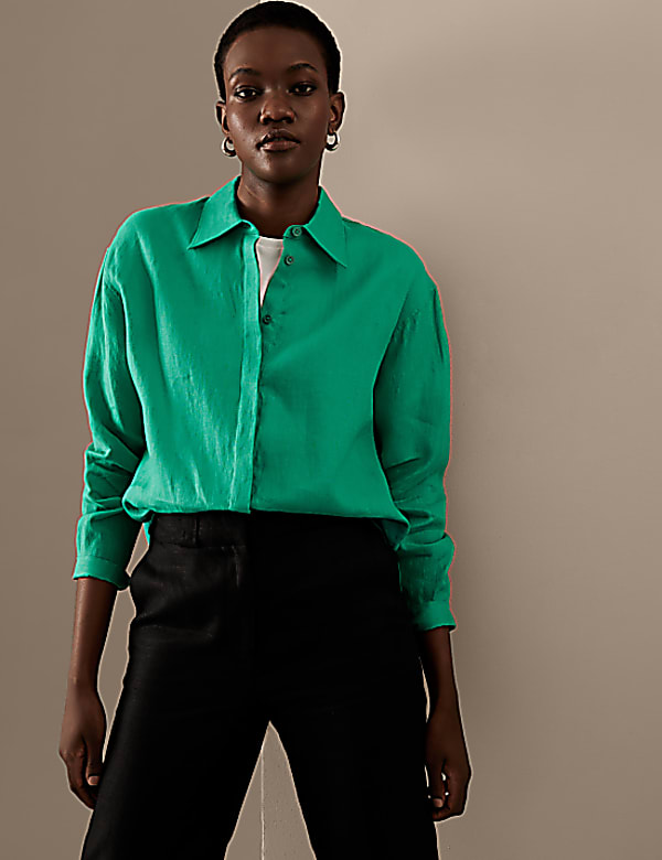 Pure Irish Linen Collared Relaxed Shirt