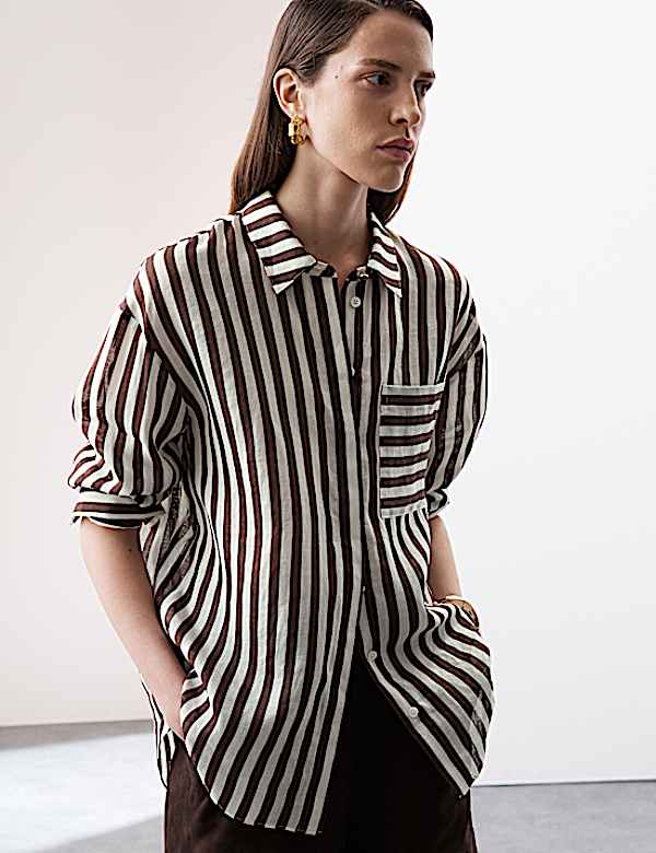 Pure Ramie Striped Shirt