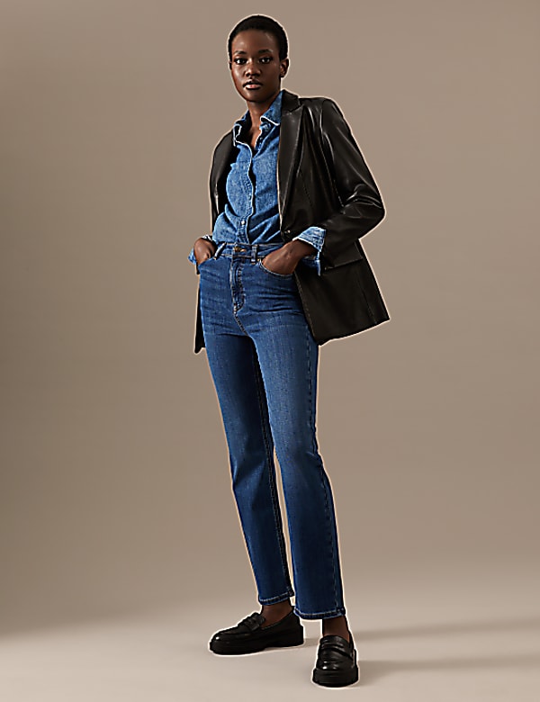 Straight leg ankle grazer jeans top