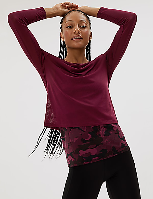 Scoop Neck Double Layer Long Sleeve Top