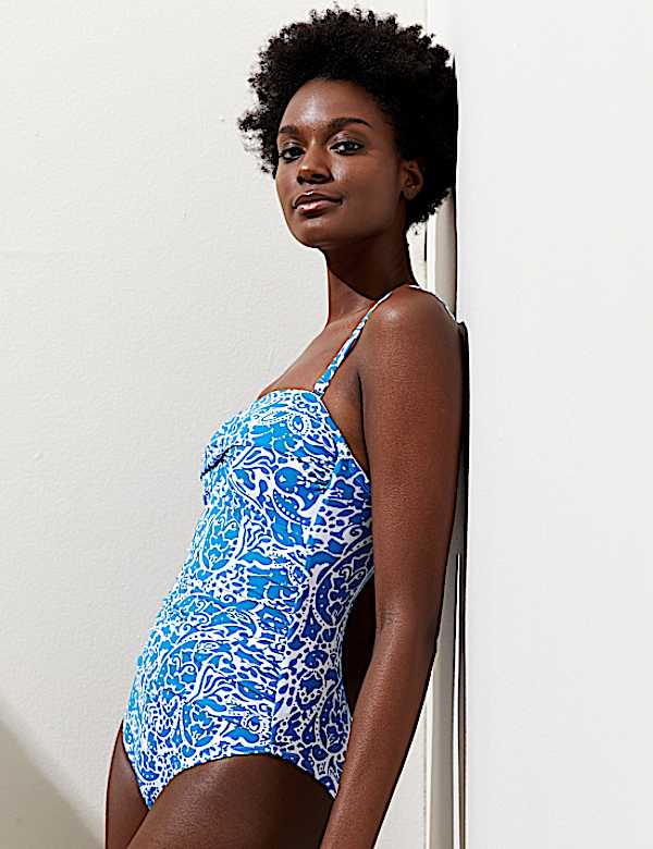 Tummy Control Printed Bandeau Swimsuit