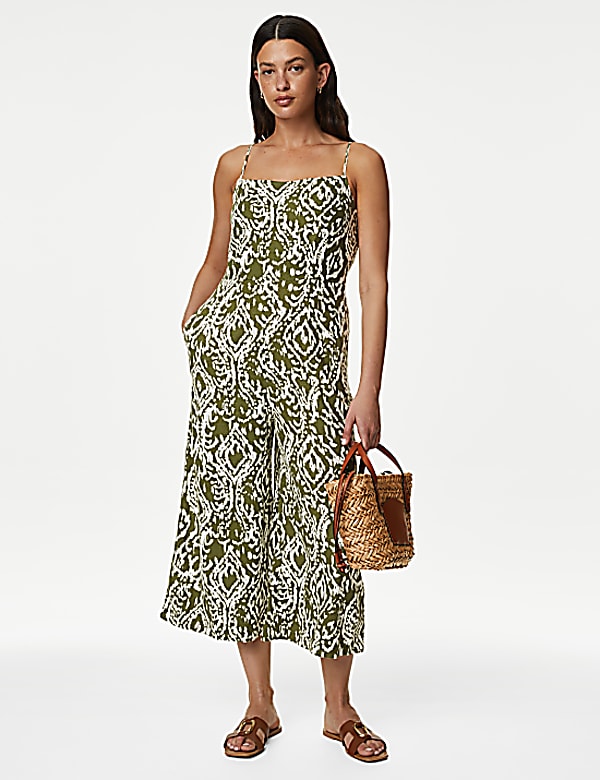 Linen Rich Printed Jumpsuit