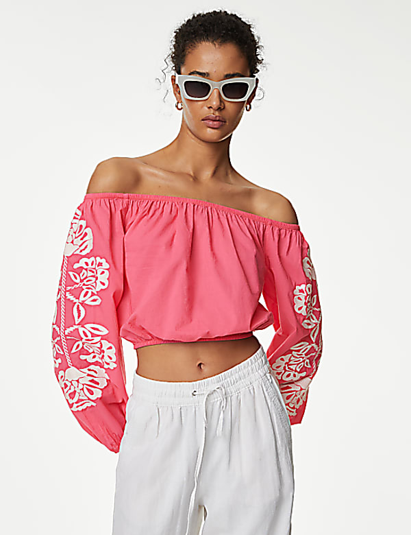 Pure Cotton Bardot Beach Top