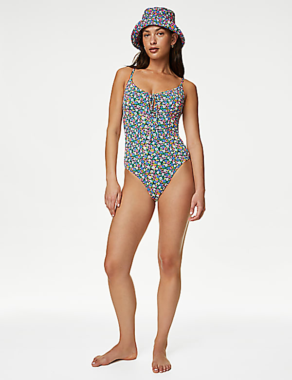 Printed Tie Front Swimsuit