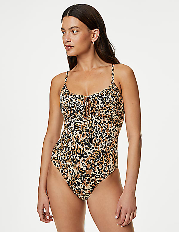 Printed Tie Front Swimsuit