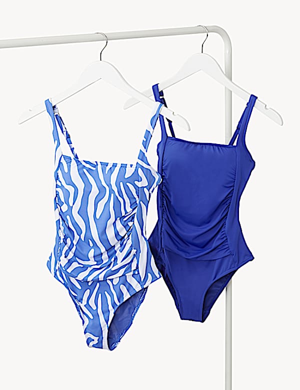 2pk Tummy Control Square Neck Swimsuits