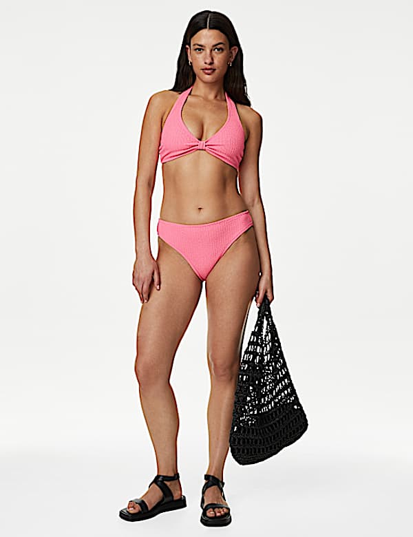 Textured High Leg Bikini Bottoms