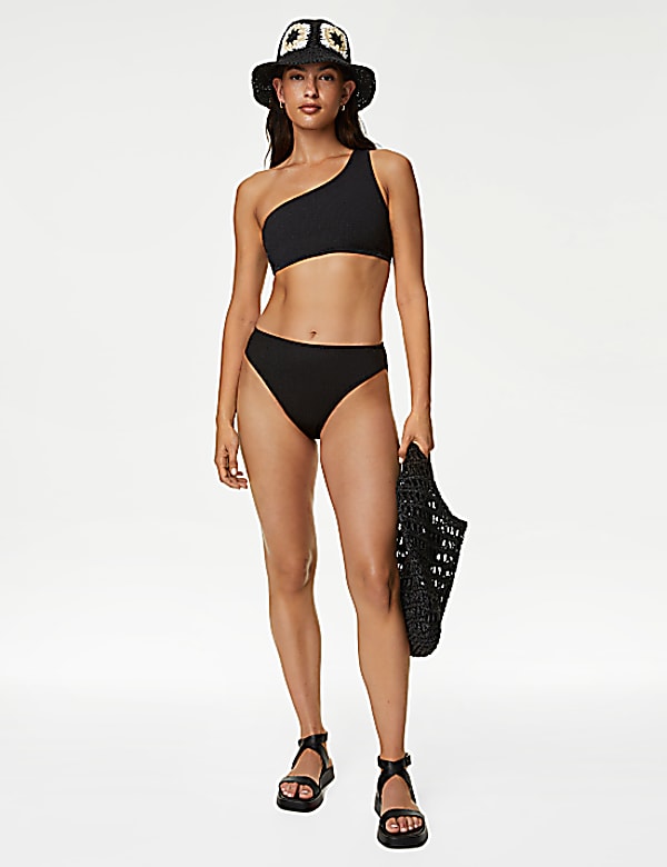 Textured High Waisted Bikini Bottoms