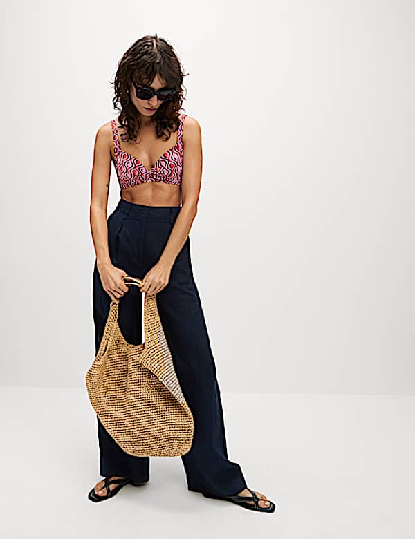 Printed Padded Plunge Bikini Top