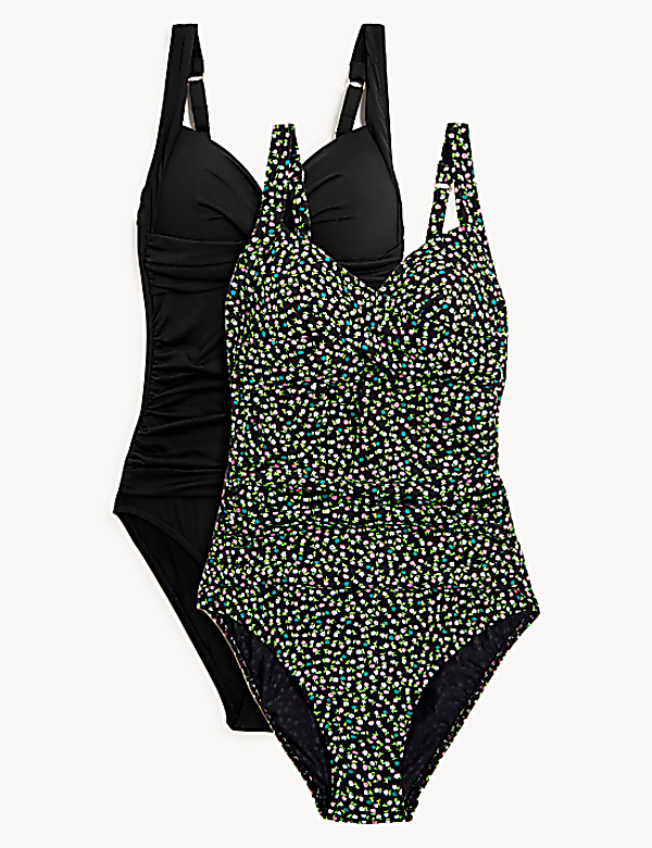 2pk Tummy Control Padded Plunge Swimsuits