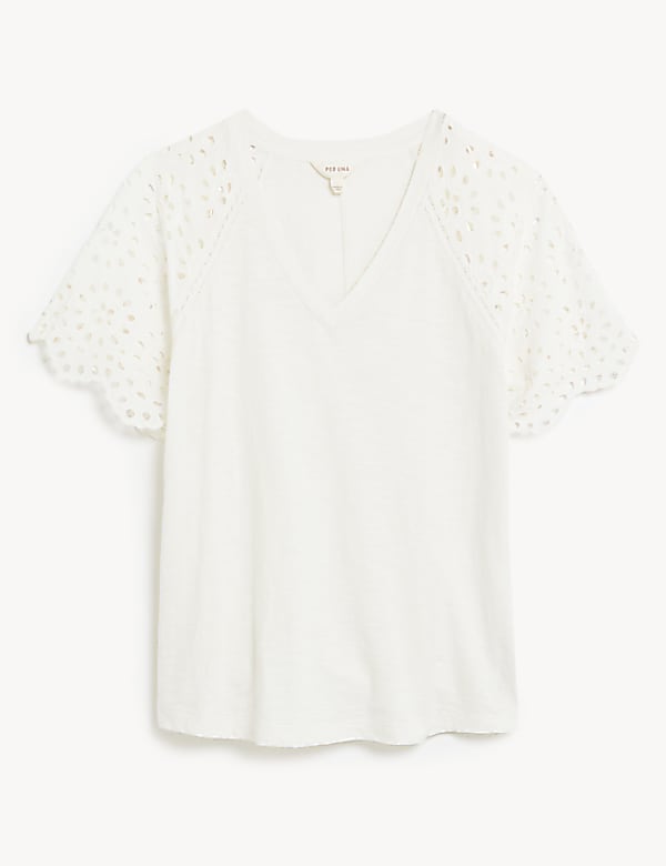 Pure Cotton Broderie Detail T-Shirt